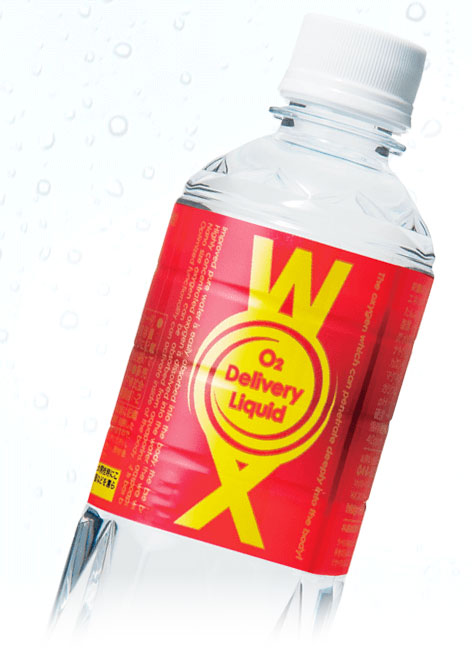 WOX 500 mL bottle with water droplets, red label reading O2 Delivery Liquid
