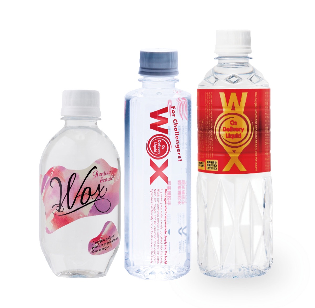 Three WOX bottles side by side